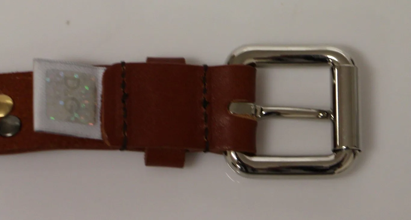Brown Leather Logo Belt