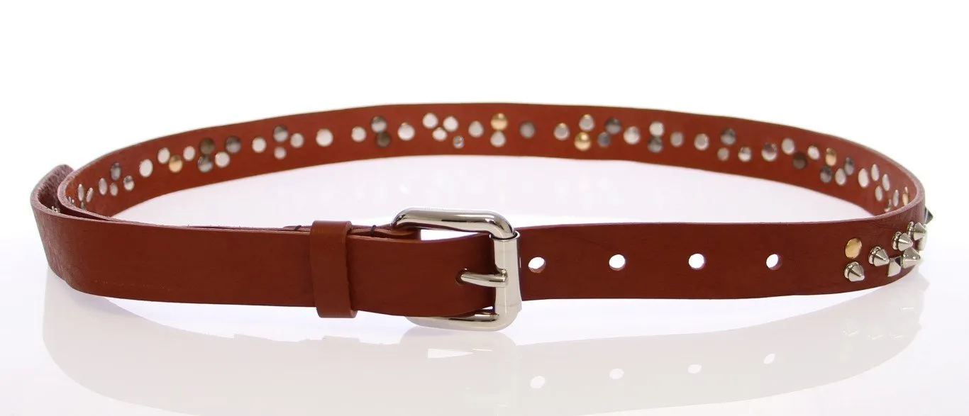 Brown Leather Logo Belt