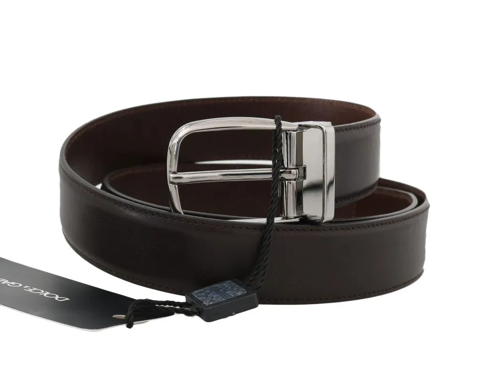 Brown Leather Silver Buckle Belt