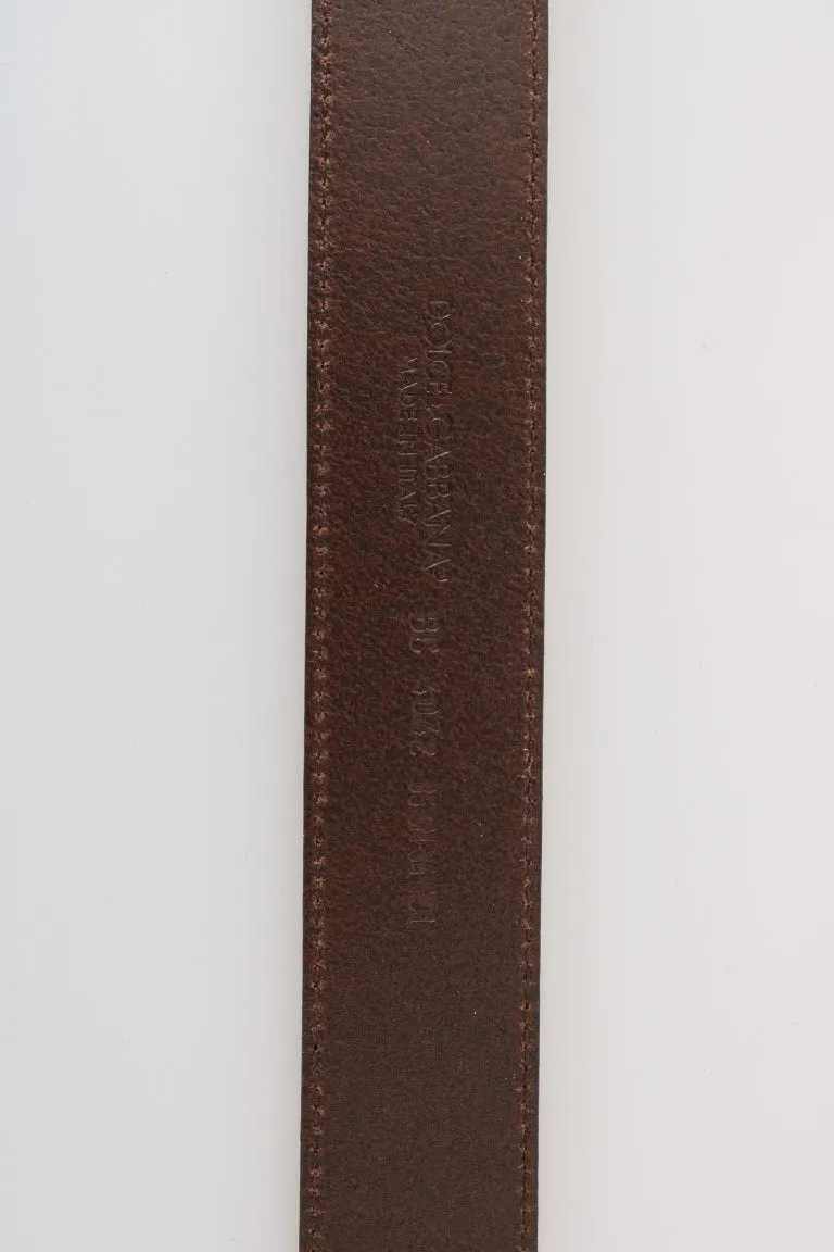Brown Leather Silver Buckle Belt