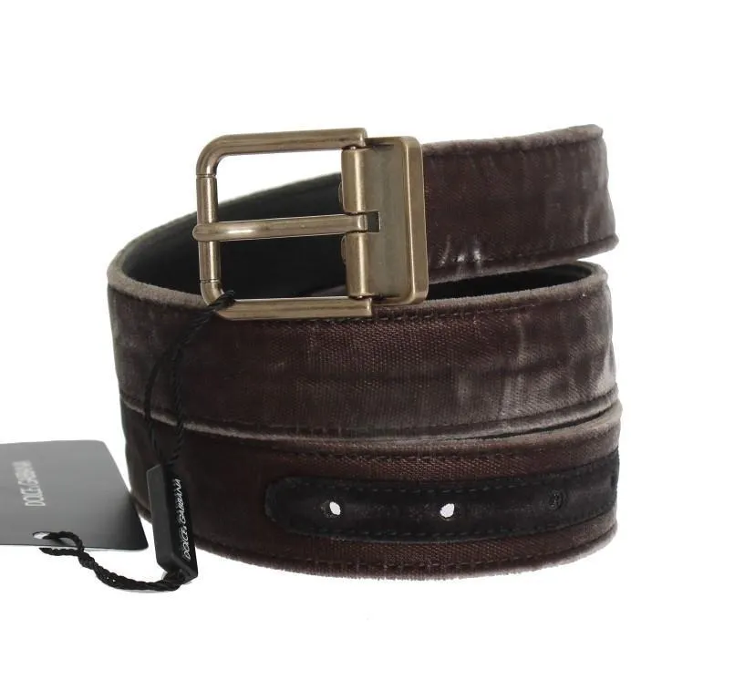 Brown Viscose Leather Gold Buckle Belt