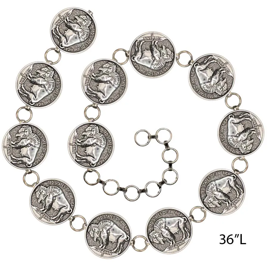 Buffalo Coin Concho Belt