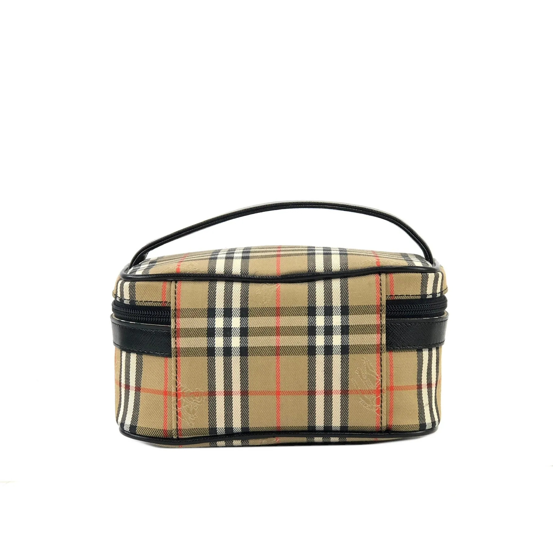 BURBERRY Classic check Fabric Small Vanity bag Cosmetic pouch Handbag Beige Vintage Old bpnn8u