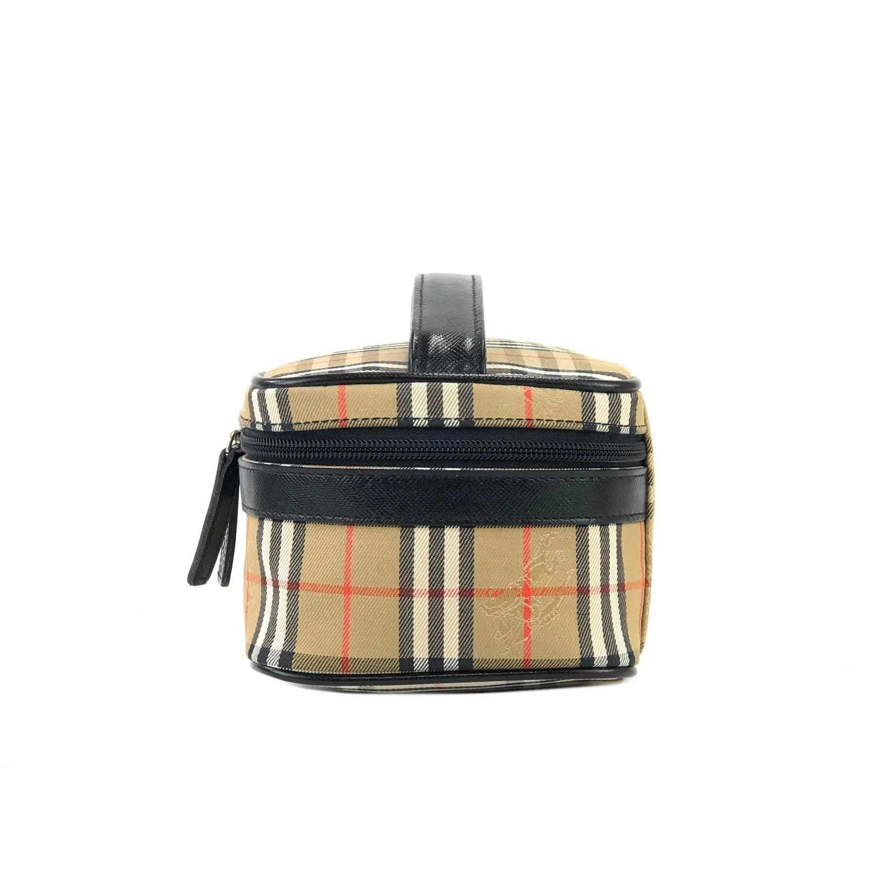 BURBERRY Classic check Fabric Small Vanity bag Cosmetic pouch Handbag Beige Vintage Old bpnn8u
