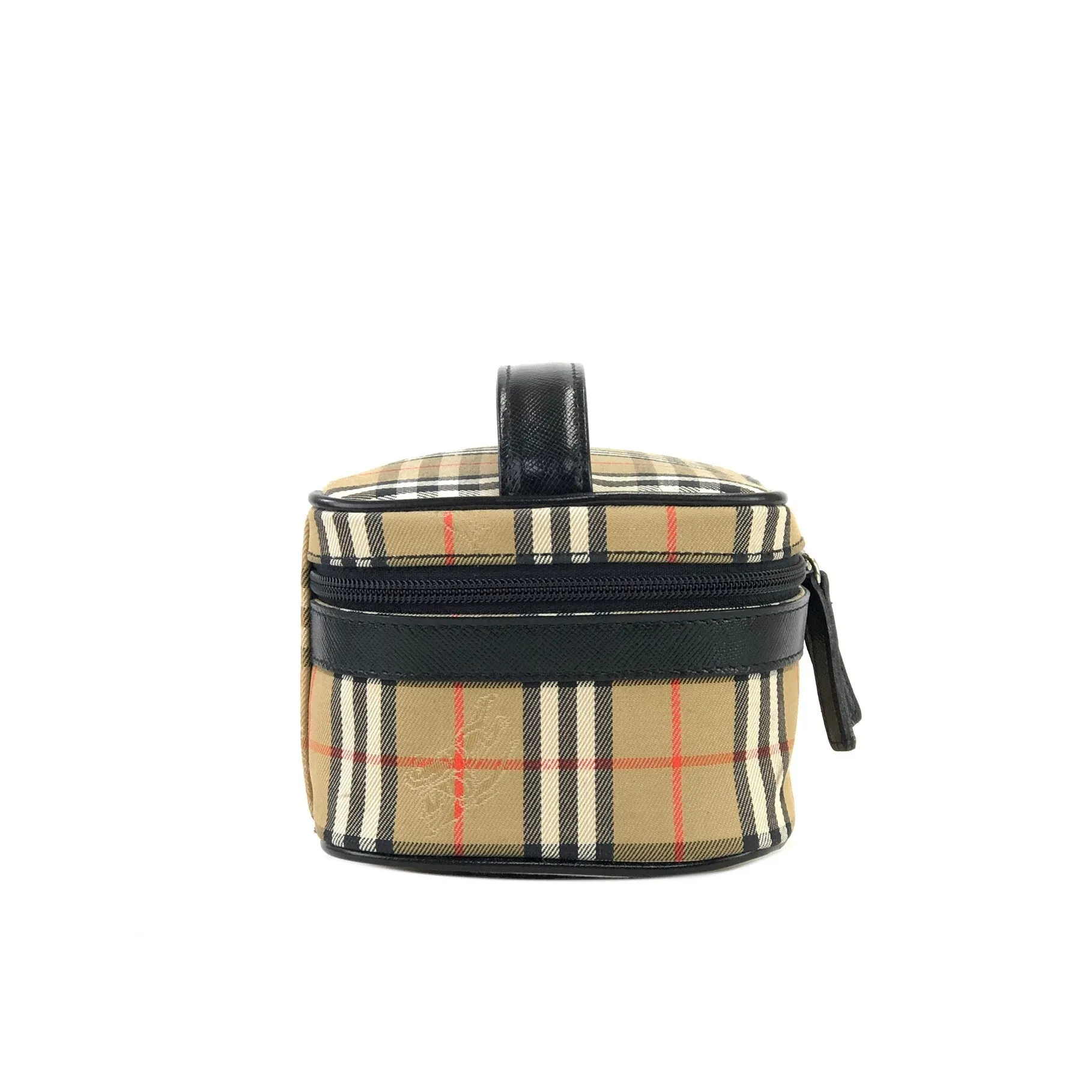 BURBERRY Classic check Fabric Small Vanity bag Cosmetic pouch Handbag Beige Vintage Old bpnn8u