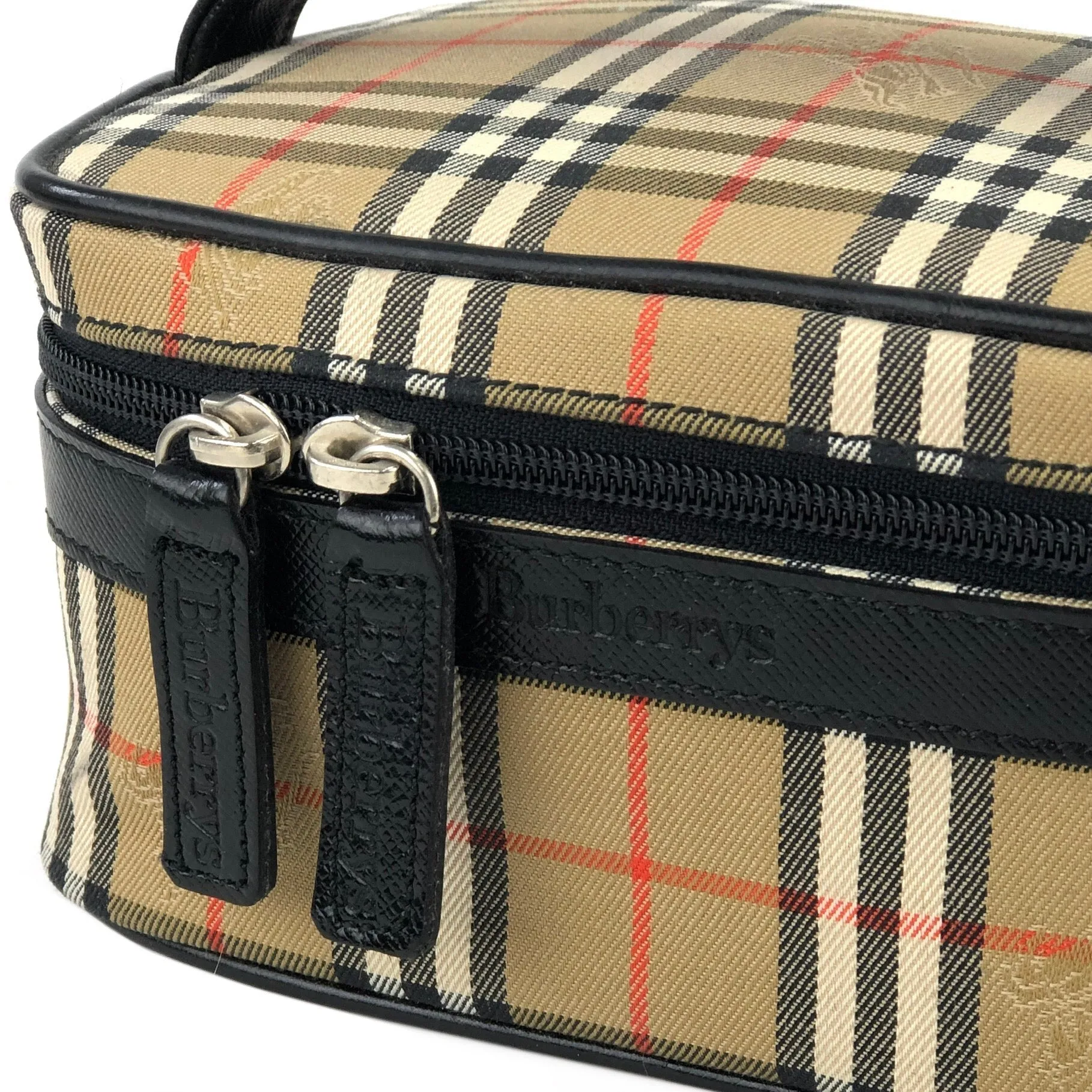 BURBERRY Classic check Fabric Small Vanity bag Cosmetic pouch Handbag Beige Vintage Old bpnn8u