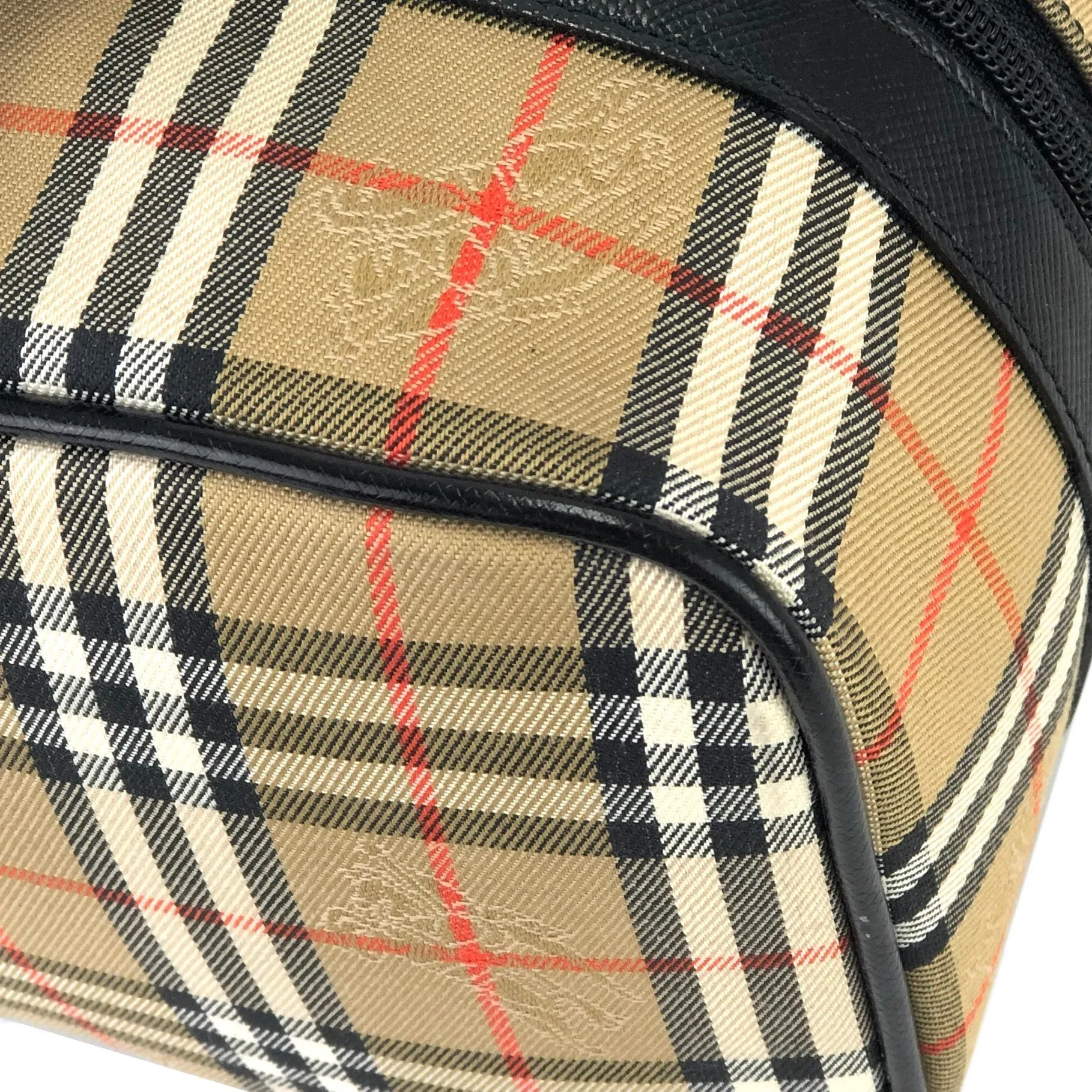 BURBERRY Classic check Fabric Small Vanity bag Cosmetic pouch Handbag Beige Vintage Old bpnn8u