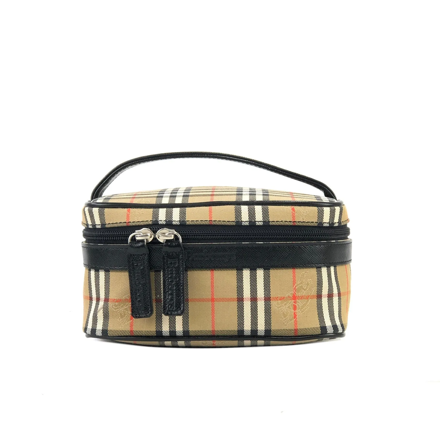 BURBERRY Classic check Fabric Small Vanity bag Cosmetic pouch Handbag Beige Vintage Old bpnn8u