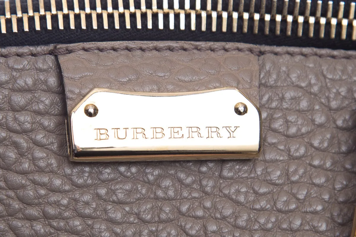 Burberry Grey Pebble Leather Handbag