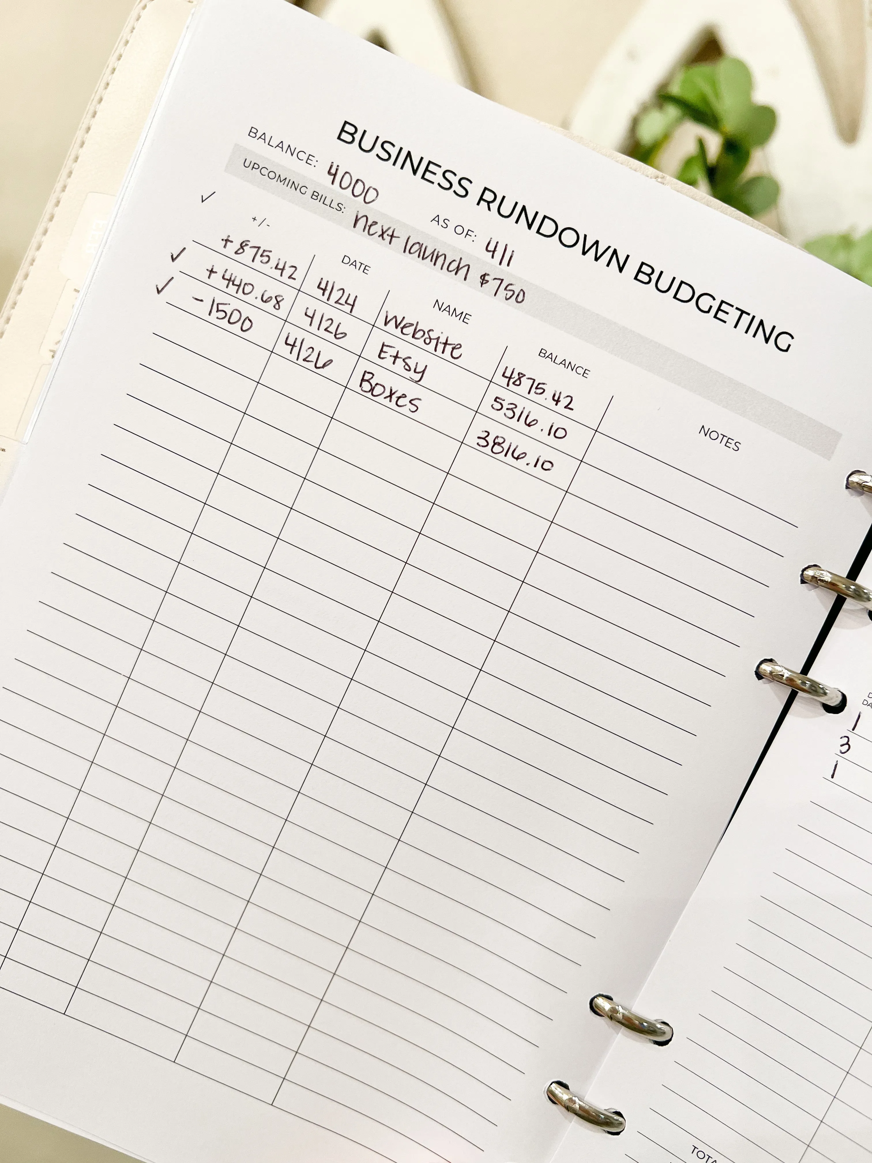Business Budget - A5
