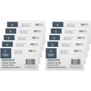 Business Source Ruled White Index Cards