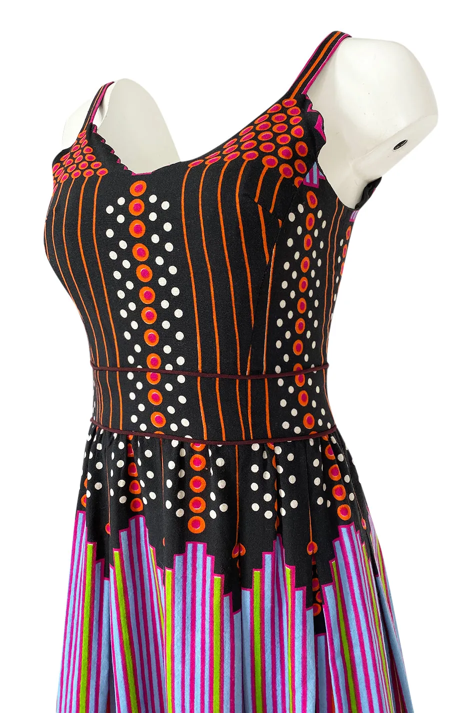 c.1974 Lanvin by Jules-Francois Crahay Pretty Printed Dress w Scarf