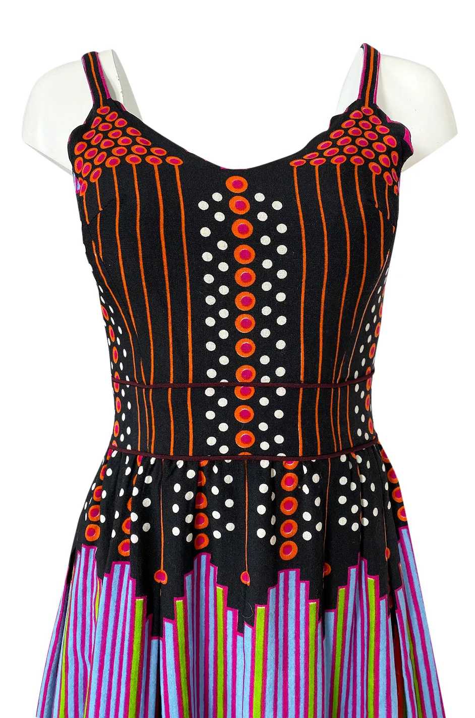 c.1974 Lanvin by Jules-Francois Crahay Pretty Printed Dress w Scarf