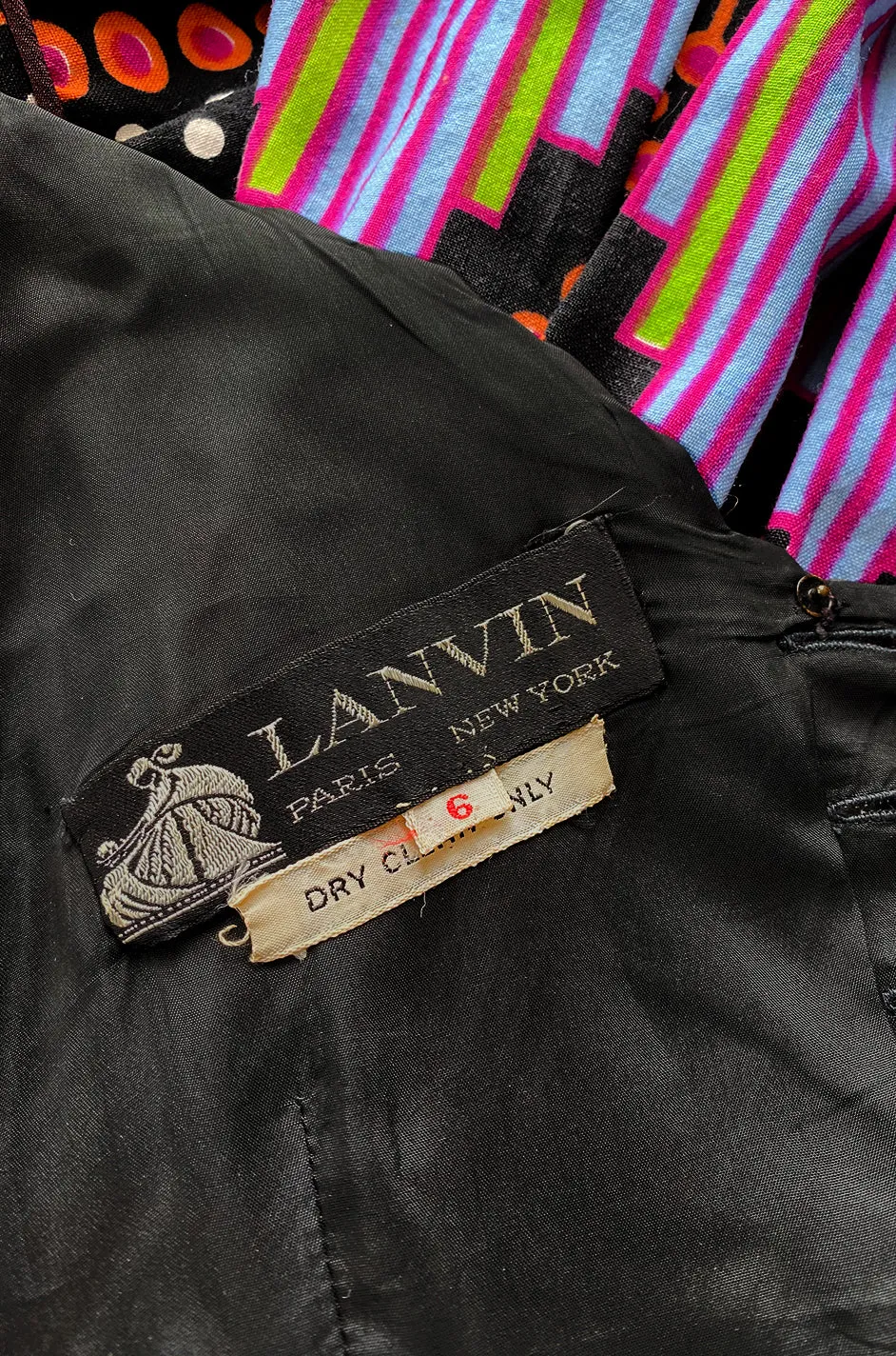 c.1974 Lanvin by Jules-Francois Crahay Pretty Printed Dress w Scarf