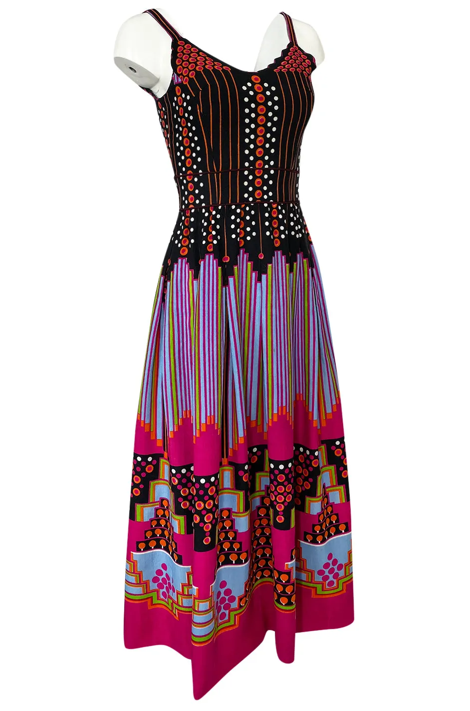 c.1974 Lanvin by Jules-Francois Crahay Pretty Printed Dress w Scarf
