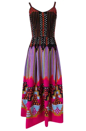 c.1974 Lanvin by Jules-Francois Crahay Pretty Printed Dress w Scarf