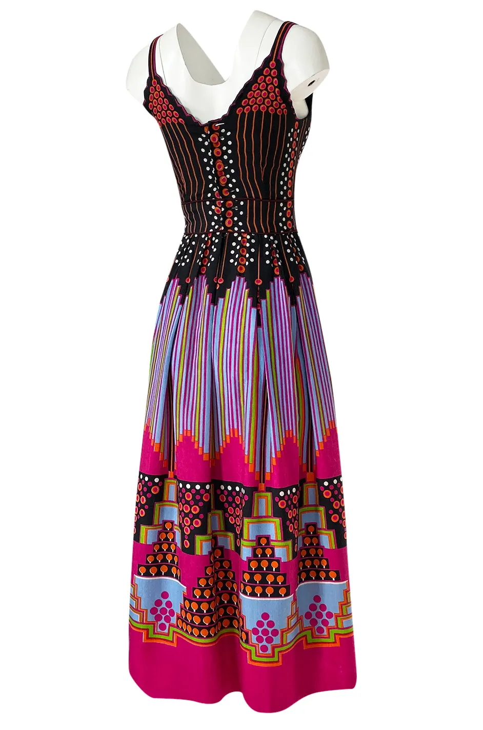c.1974 Lanvin by Jules-Francois Crahay Pretty Printed Dress w Scarf