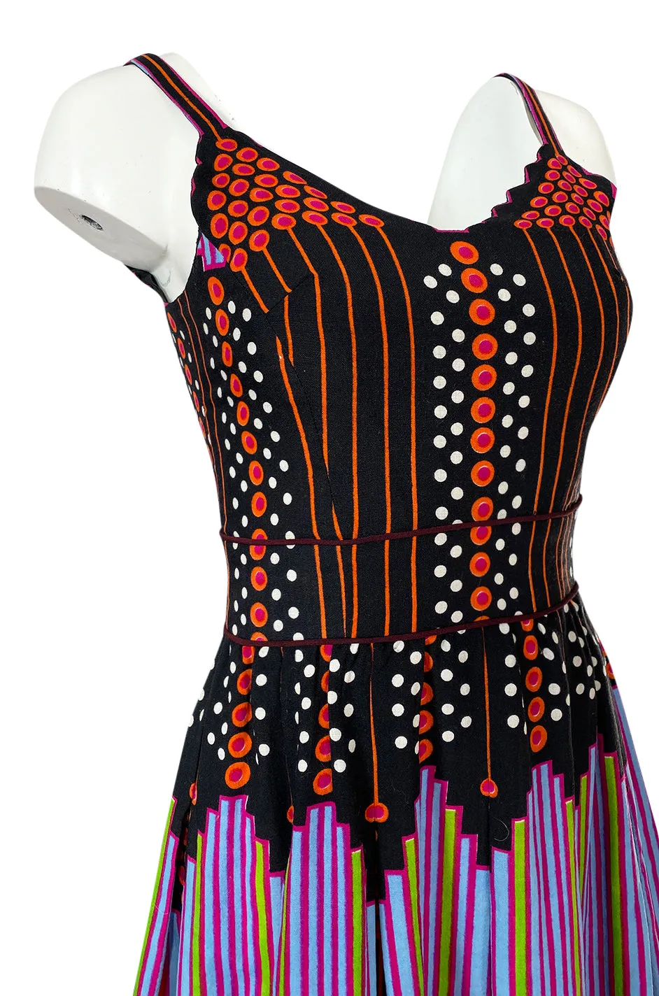 c.1974 Lanvin by Jules-Francois Crahay Pretty Printed Dress w Scarf