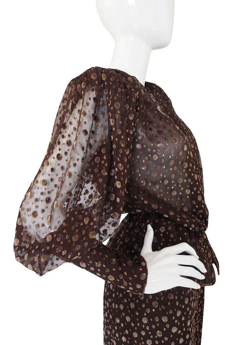 c.1975 Vicky Tiel Velvet Detailed Silk Chiffon Set