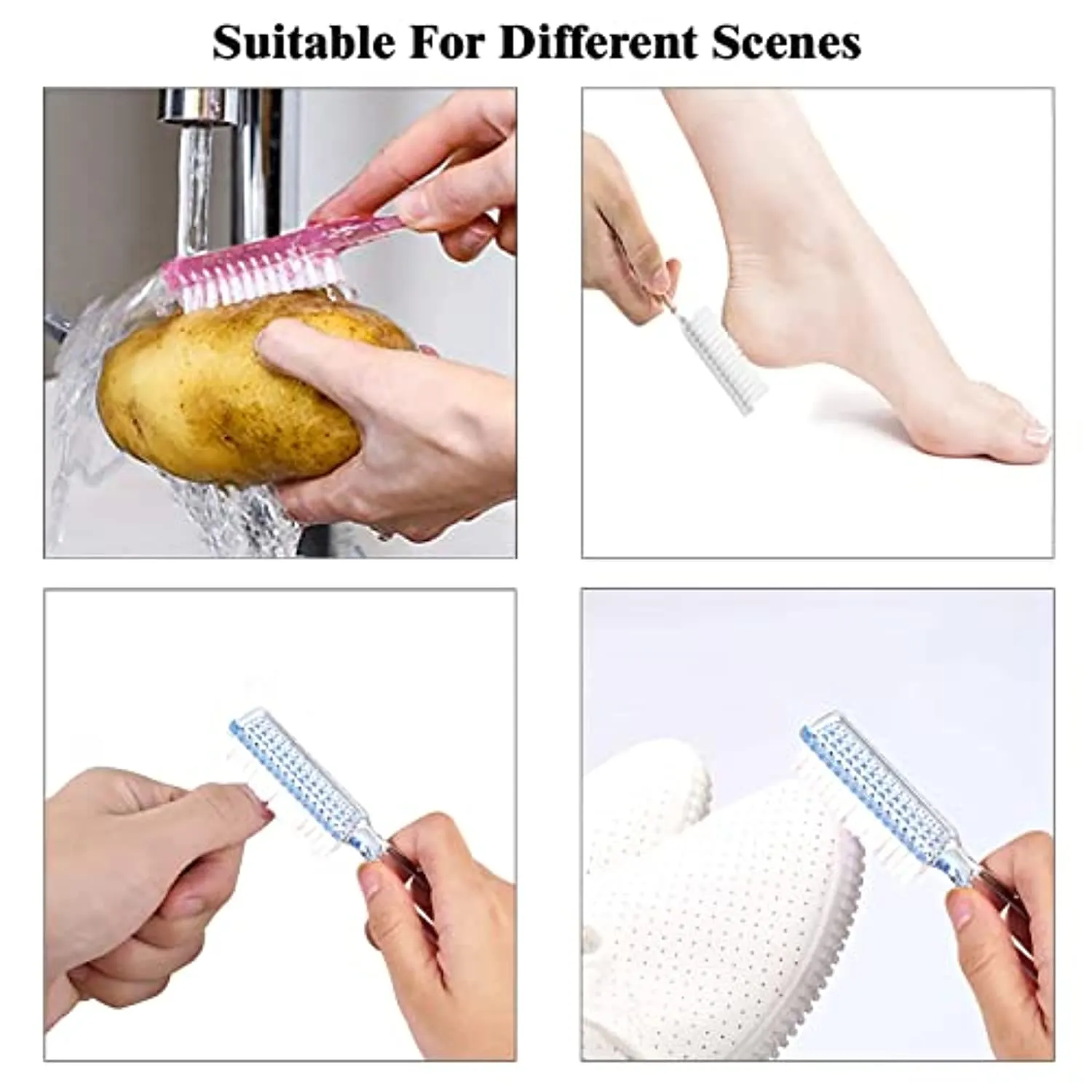 CAIRIAC 10PCS Nail Brush Cleaner, Fingernail Brush with Handle Grip, Nail Scrub Brush for Cleaning Toes and Nails Cleaner, Suitable for Men and Women