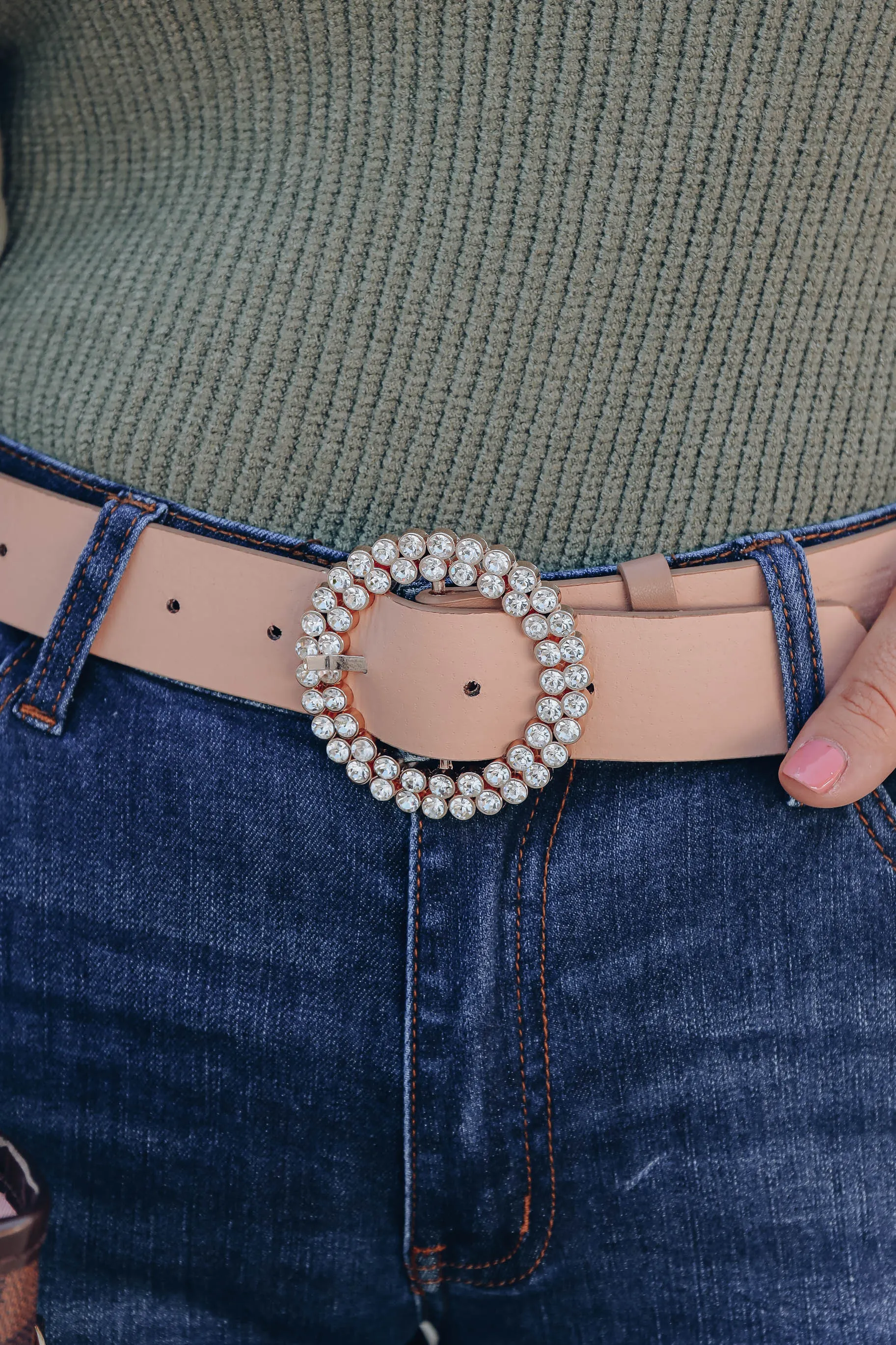 Camina Rhinestone Belt - Tan