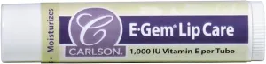 Carlson - E-Gem Lip Care, Vitamin E Lip Balm, 1000 IU Vitamin E, Moisturizing & Nourishing Lip Balm Stick, Shea Butter, Beeswax, and Aloe, Soften & Hydrate Lips, Lip Balm with Vitamin E, 0.15 oz