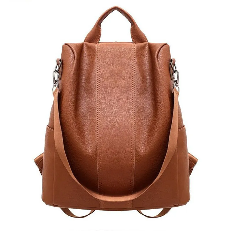 Casual Large Capacity Anti Theft PU Backpack for Women