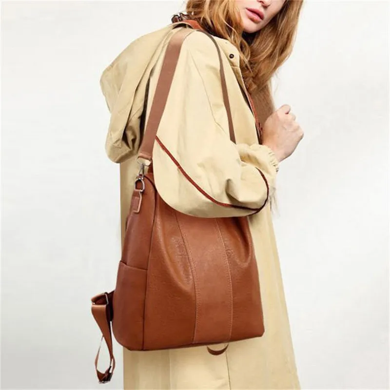 Casual Large Capacity Anti Theft PU Backpack for Women