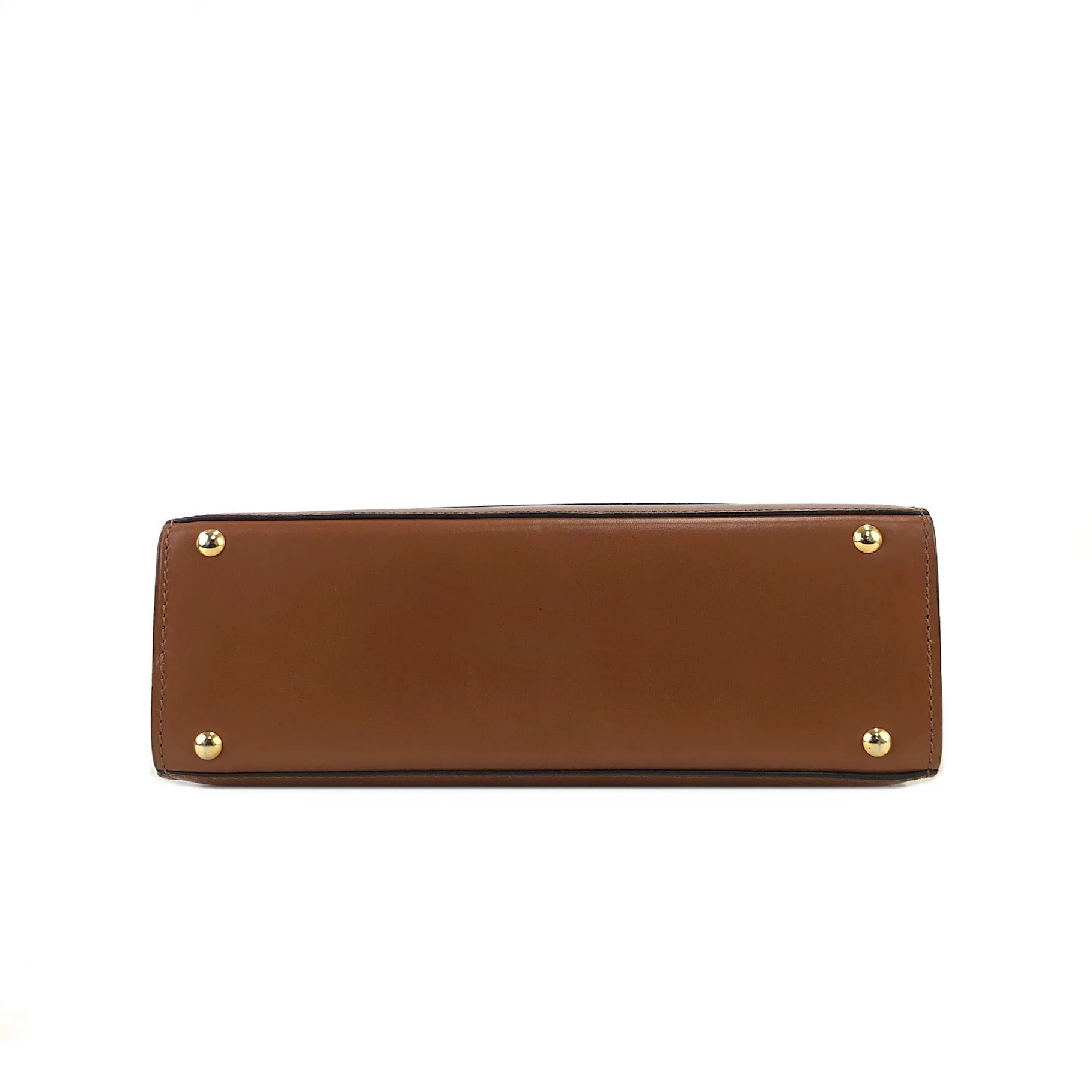 CELINE Gancini Logo Box Handbag Brown Vintage Old CELINE yv5uv8