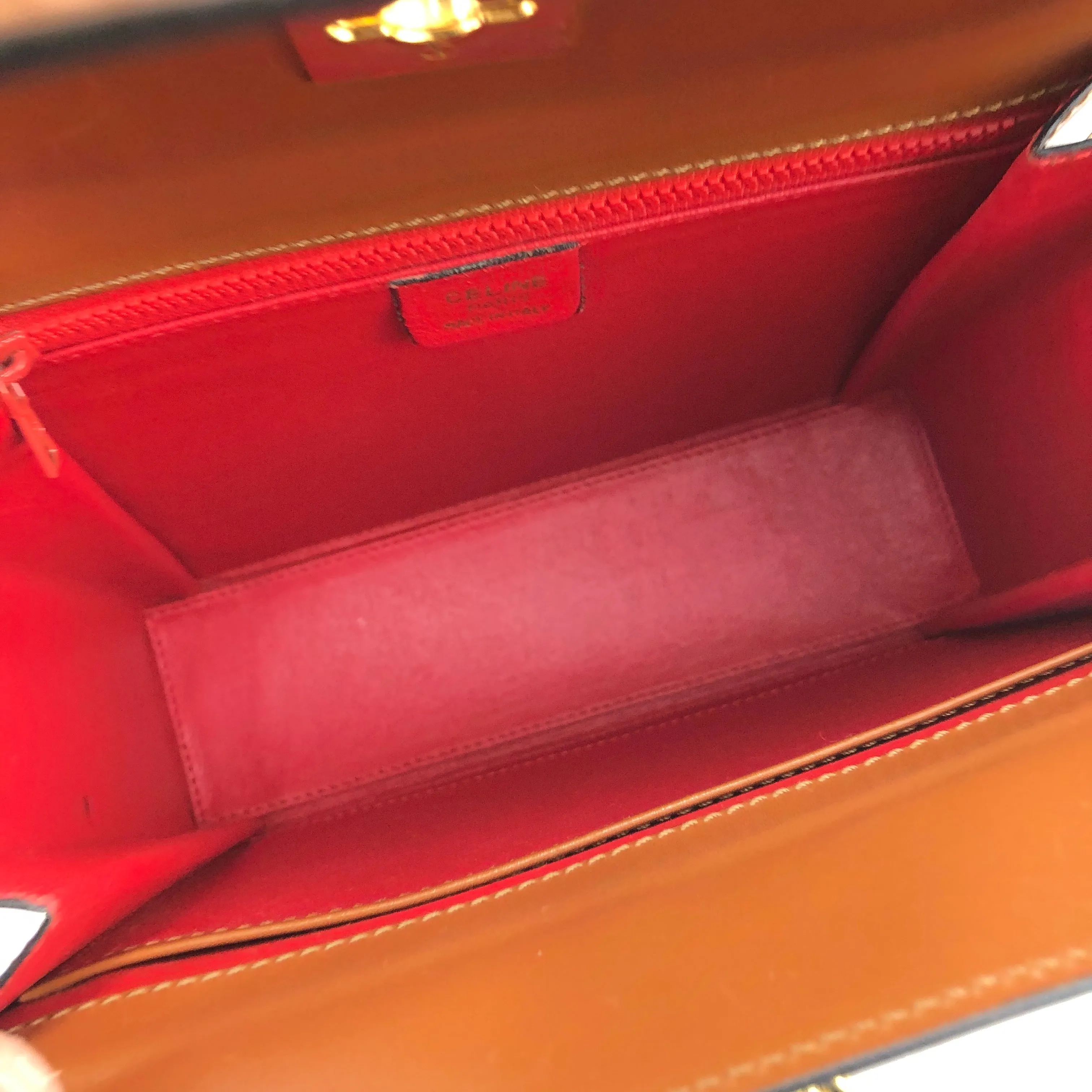 CELINE Gancini Logo Box Handbag Brown Vintage Old CELINE yv5uv8