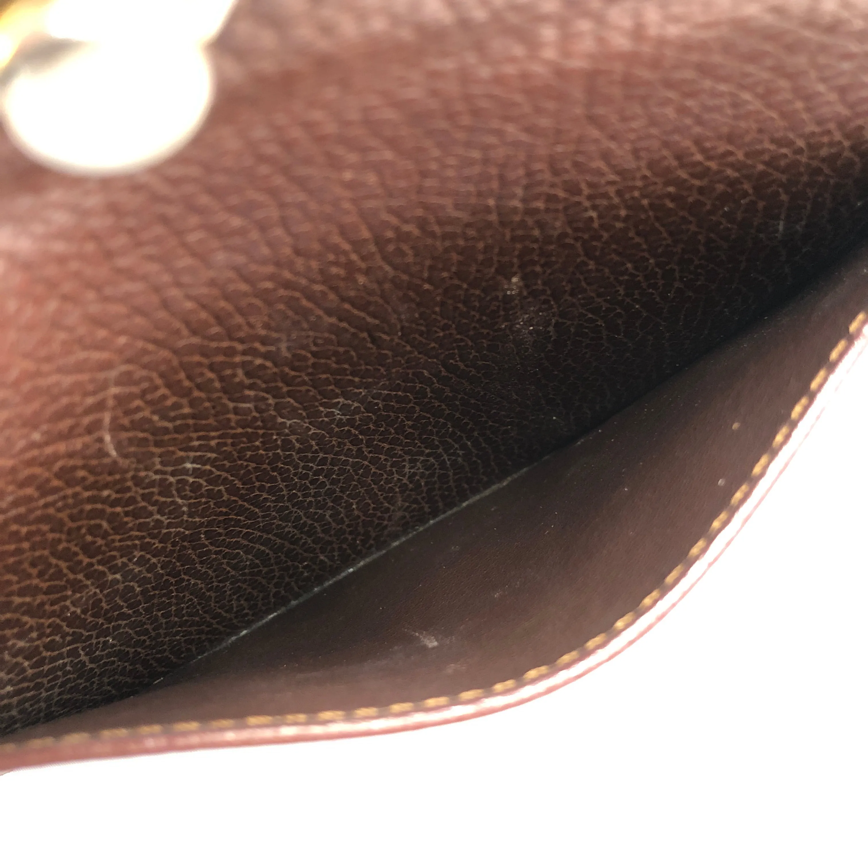 CELINE Gancini Logo Motif Square Leather Handbag Brown Vintage e8kt7d