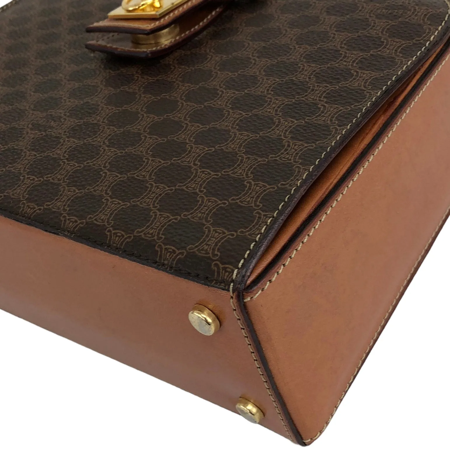 CELINE Macadam Gancini Handbag Brown Vintage 4zzjv7