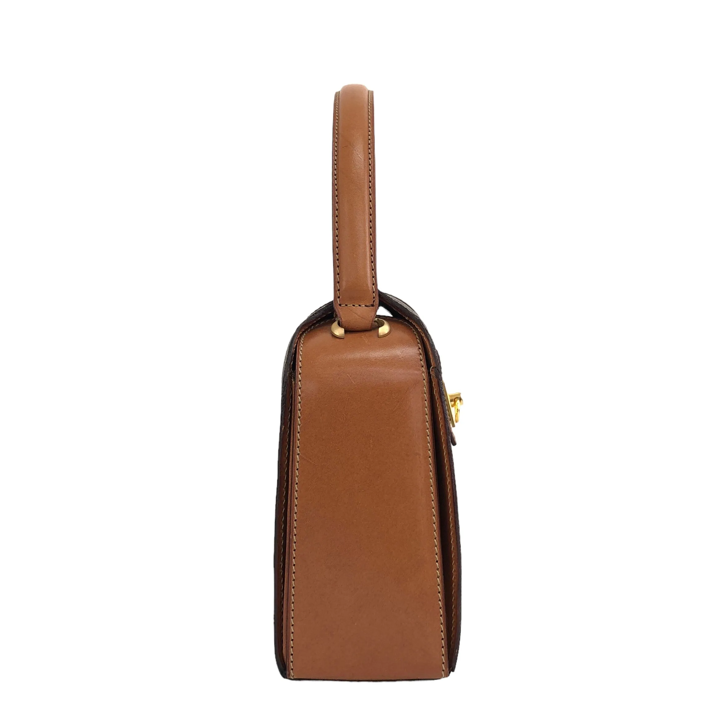 CELINE Macadam Gancini Handbag Brown Vintage 4zzjv7