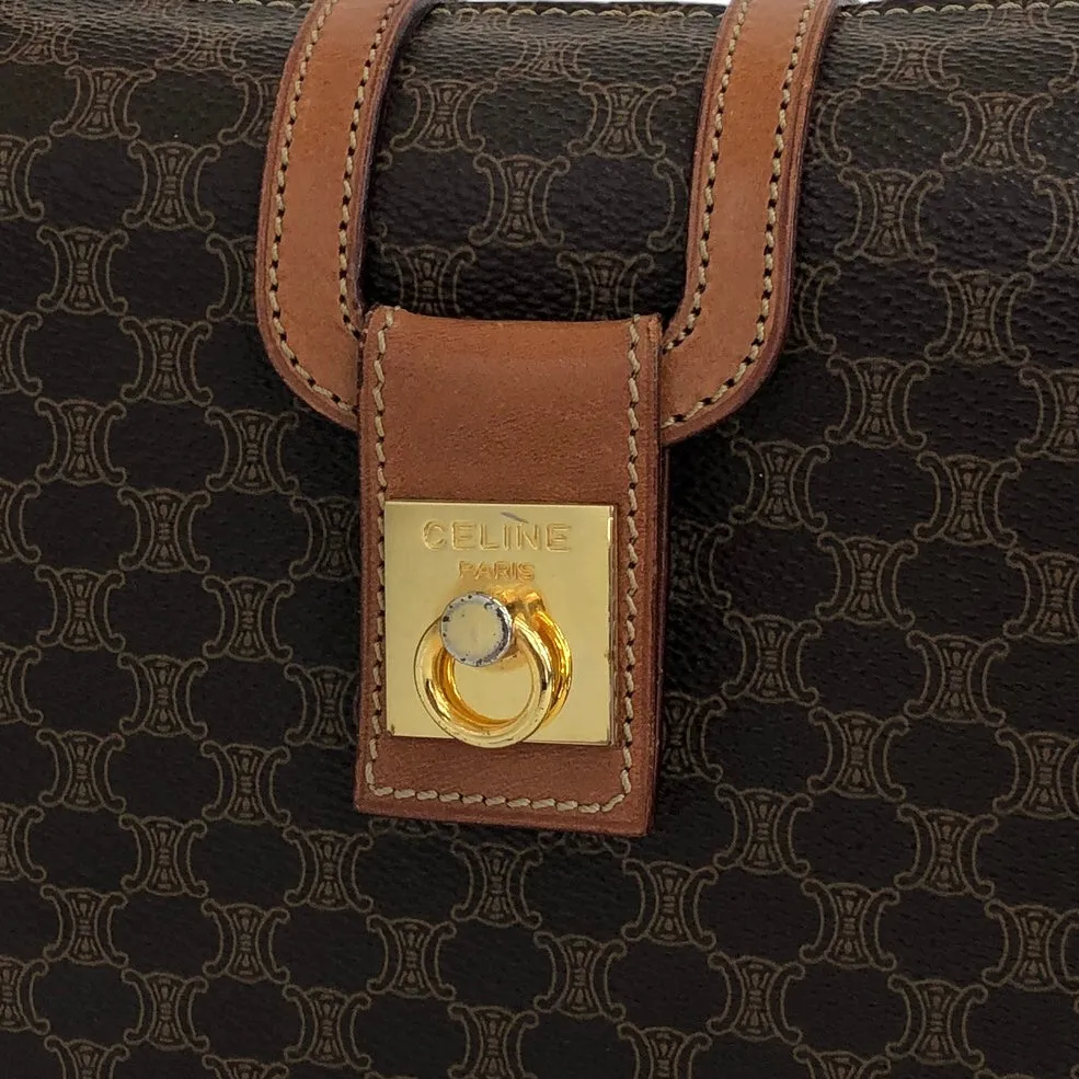 CELINE Macadam Gancini Handbag Brown Vintage 4zzjv7