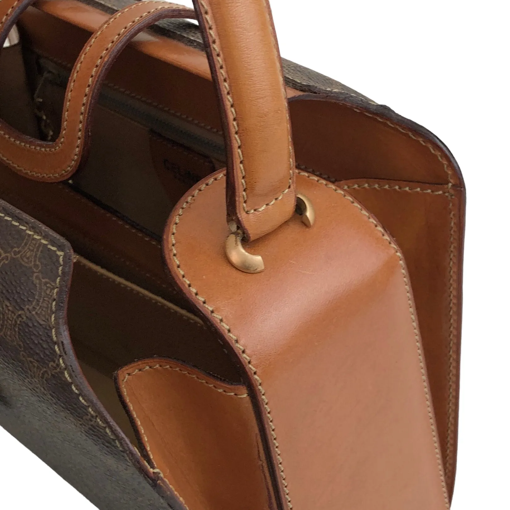 CELINE Macadam Gancini Handbag Brown Vintage 4zzjv7