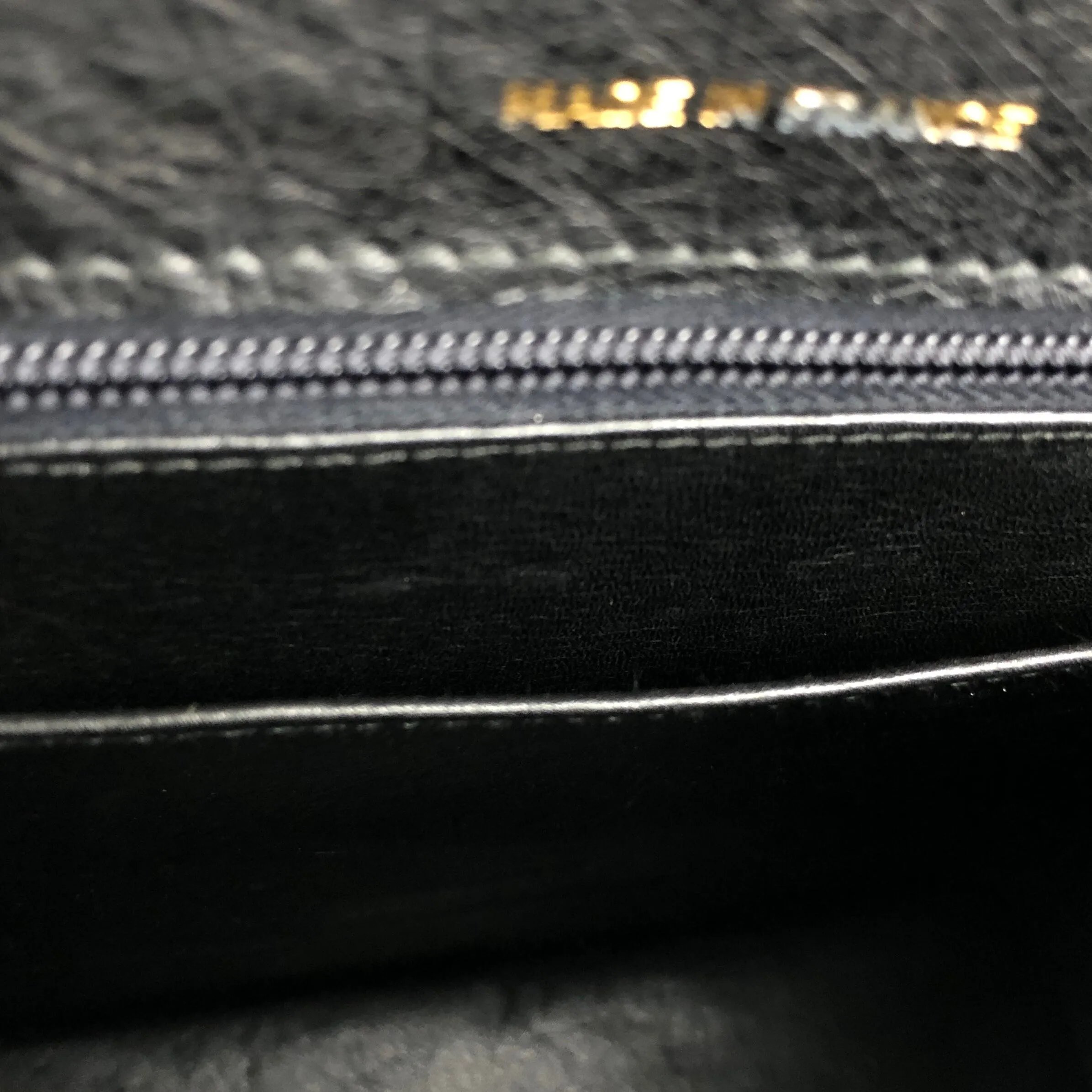 CELINE Mantel Chain Gancini Ostrich Leather Kelly Handbag Black Vintage Old CELINE auwsc2