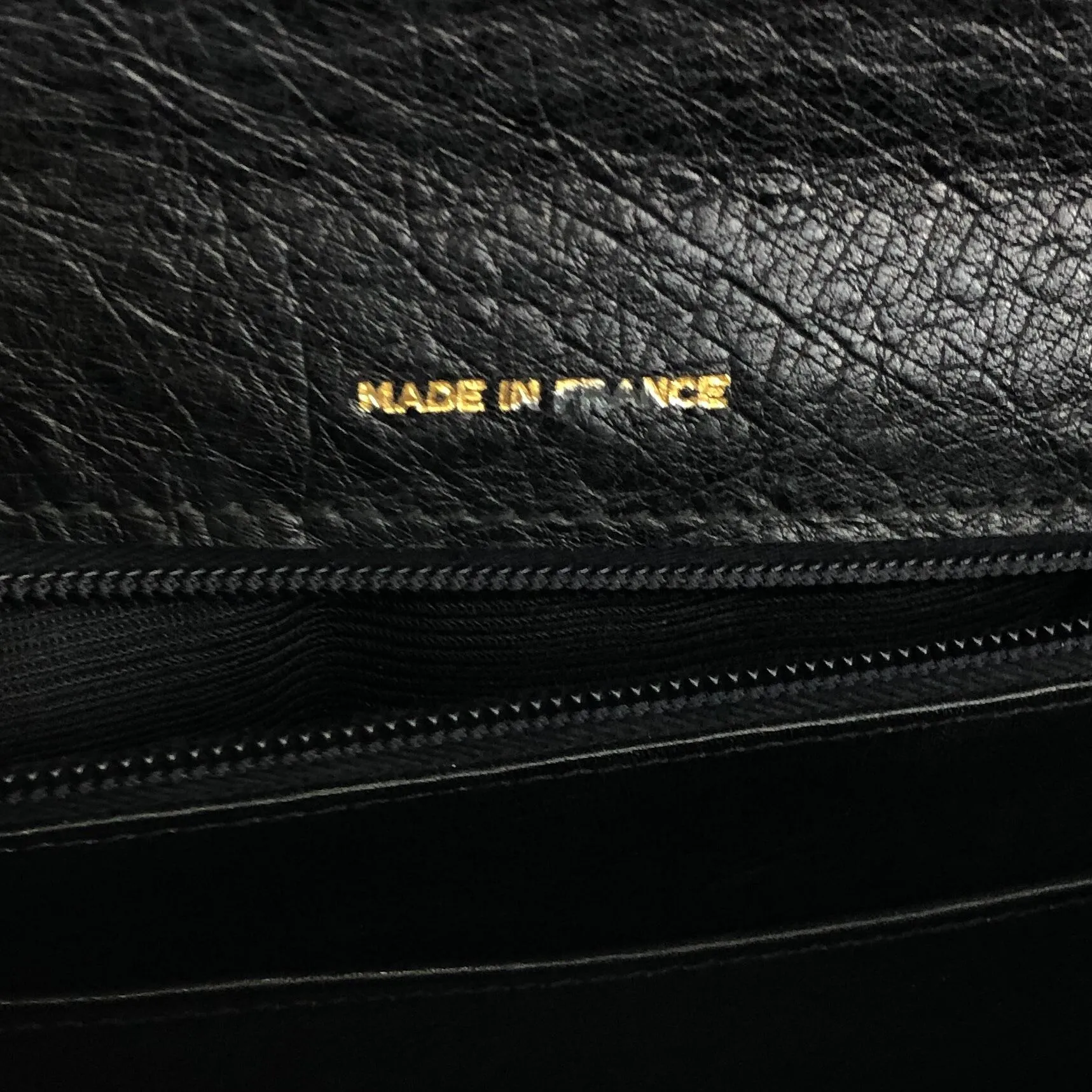 CELINE Mantel Chain Gancini Ostrich Leather Kelly Handbag Black Vintage Old CELINE auwsc2