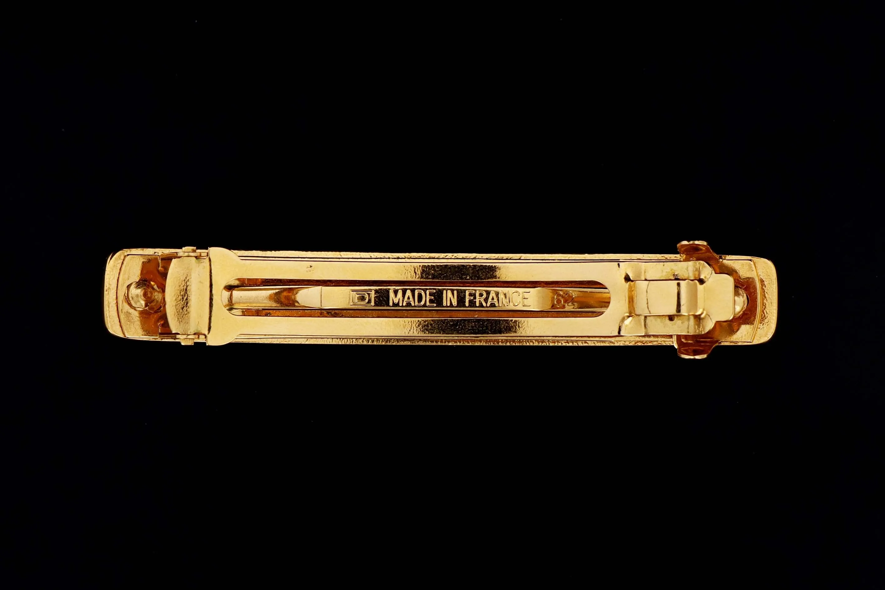 Chanel 1996 Gold Plated Metal Logo Barrette