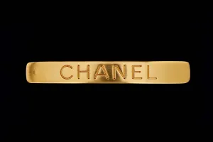 Chanel 1996 Gold Plated Metal Logo Barrette