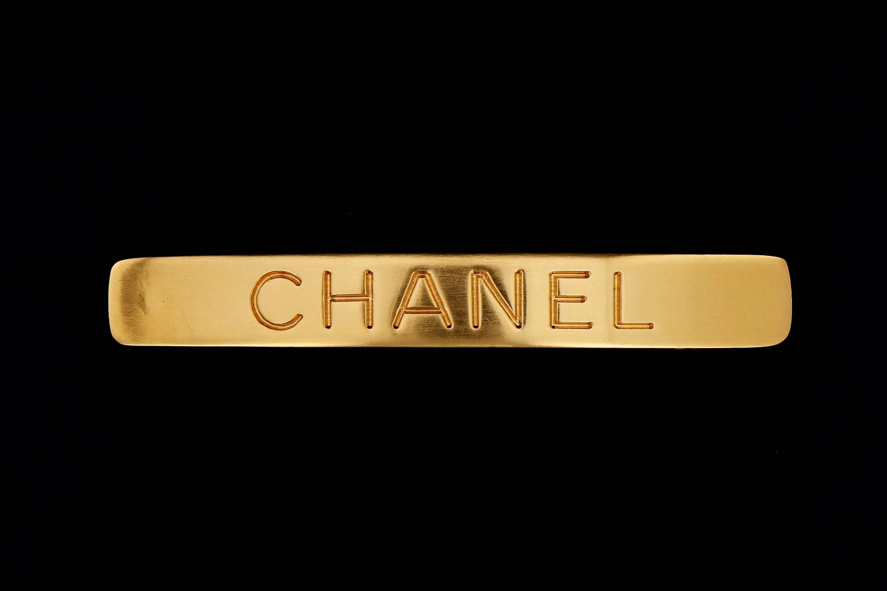 Chanel 1996 Gold Plated Metal Logo Barrette
