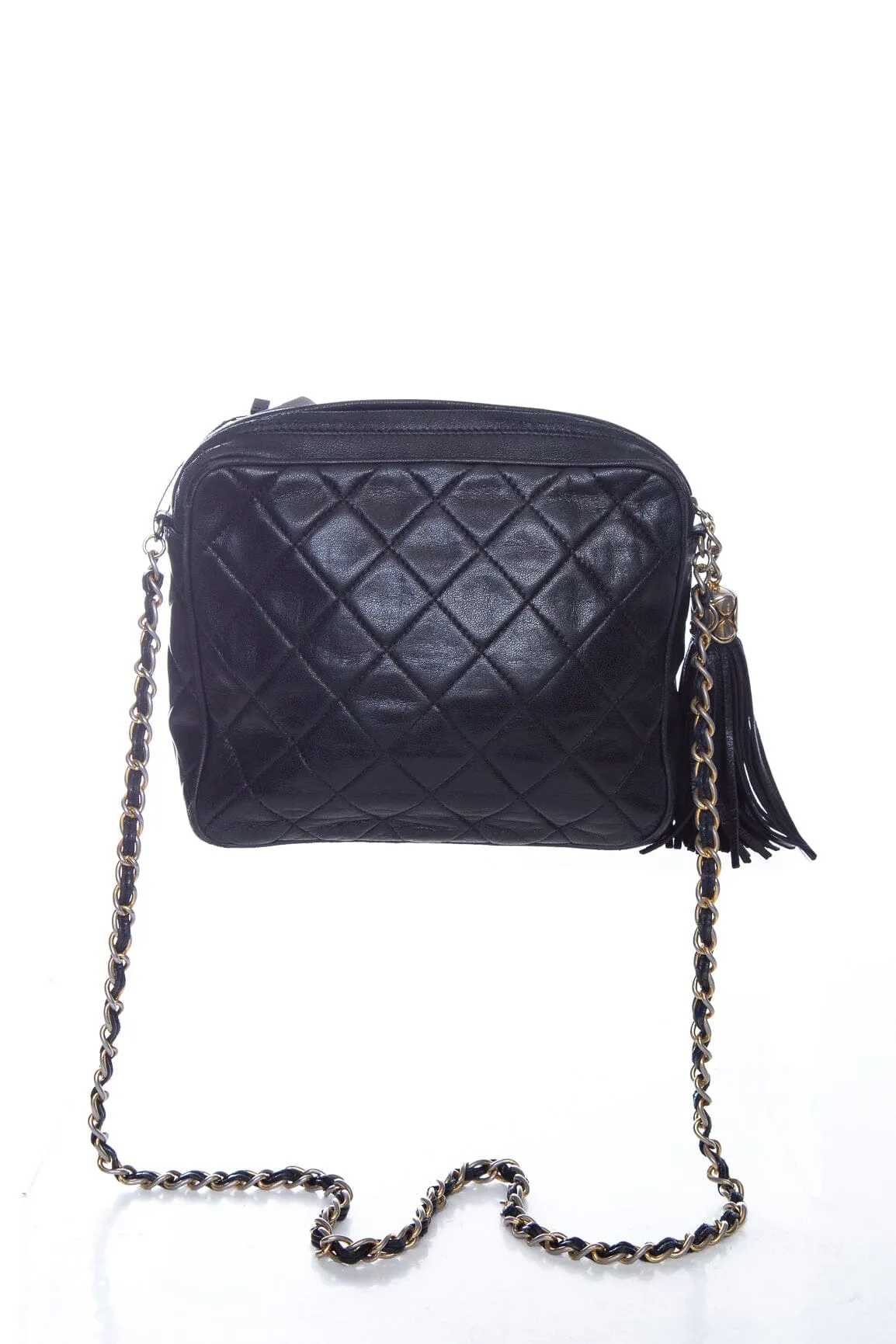 Chanel Black Quilted CC Zip Top Handbag