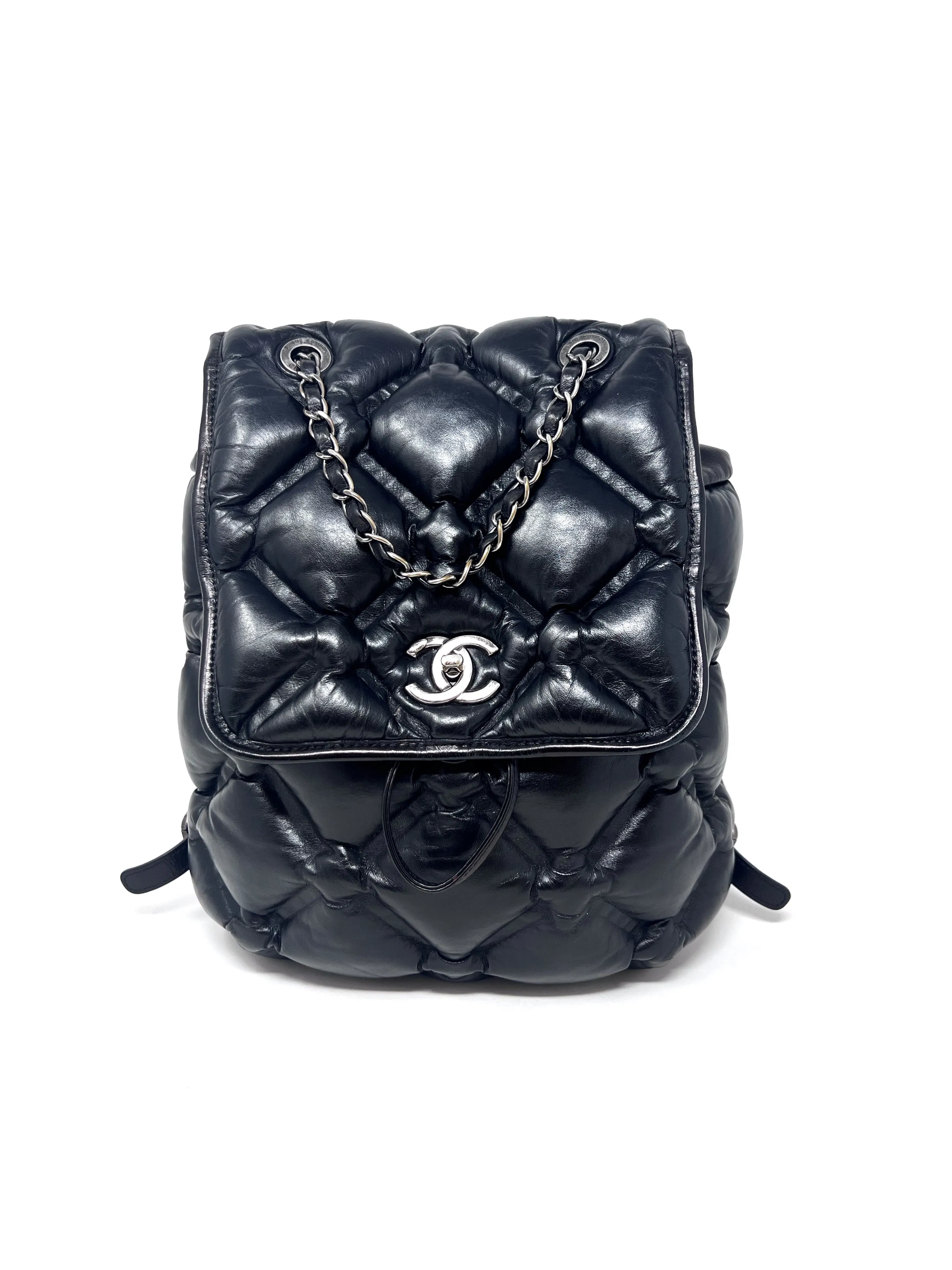 Chanel Black/Silver WDB! '17 'Chesterfield' Calfskin Puffer Quilted Backpack