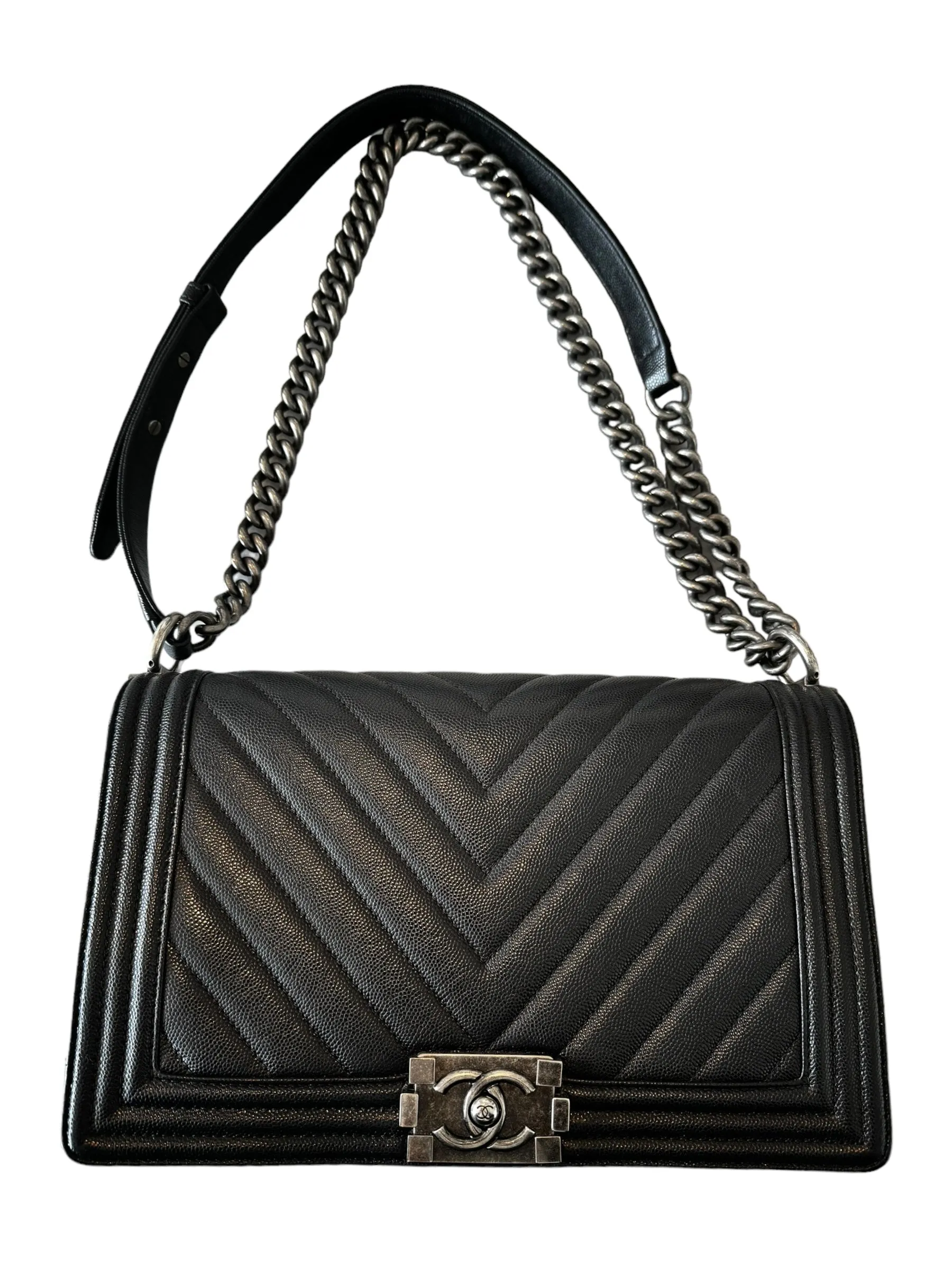 Chanel Chevron Caviar New Medium Boy Bag