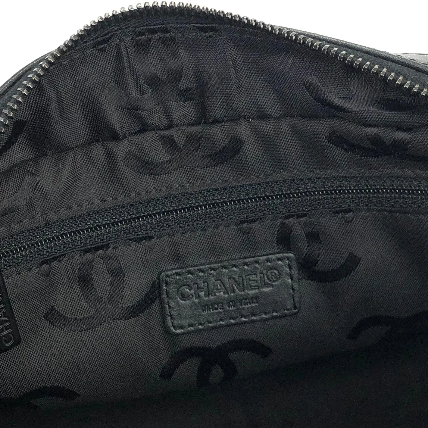 CHANEL Chocolate bar Fabric Chain Handbag Shoulder bag Black Vintage Old b7kuuv