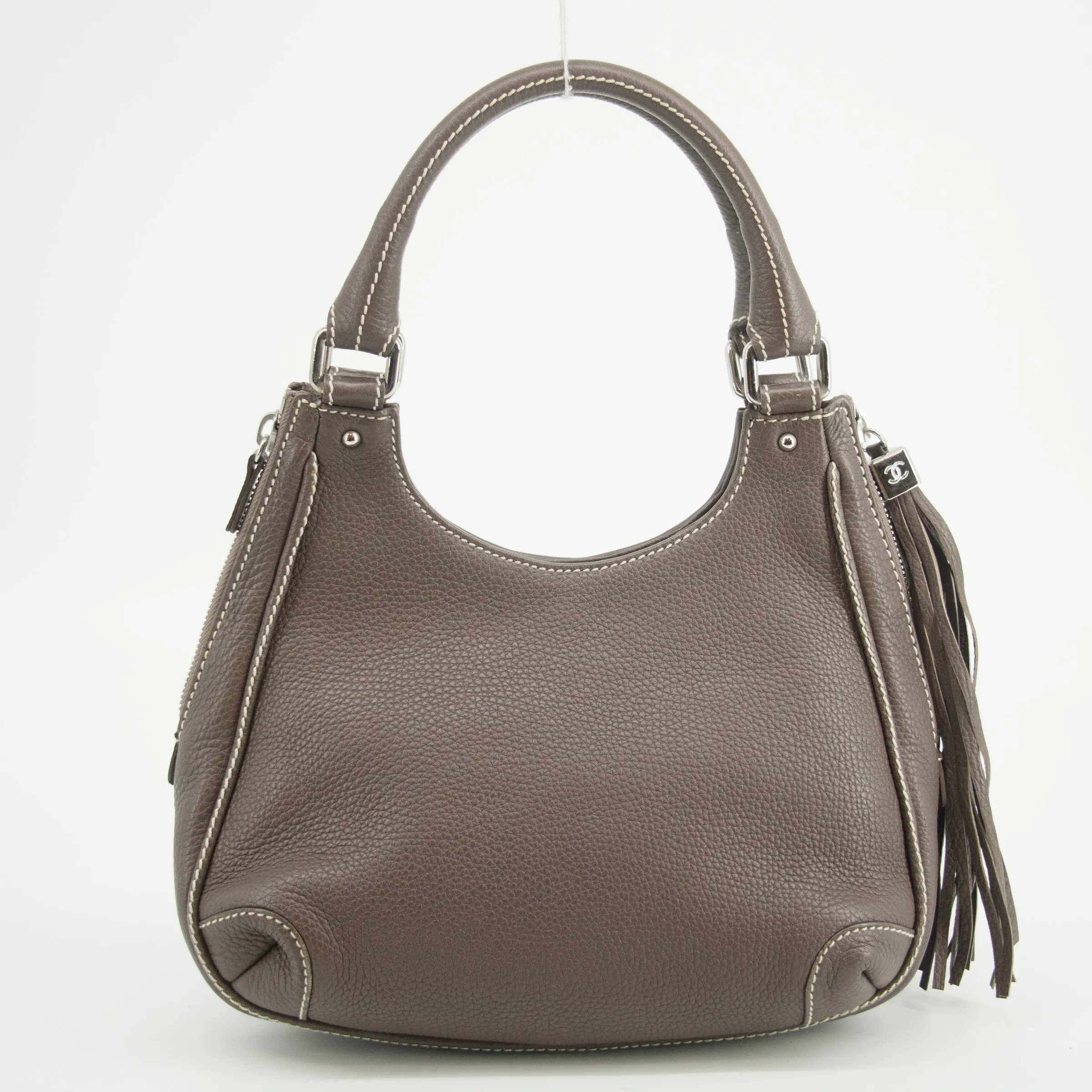 Chanel LAX Grained Leather Tassel Handle Bag Grey 8 Series-#2620