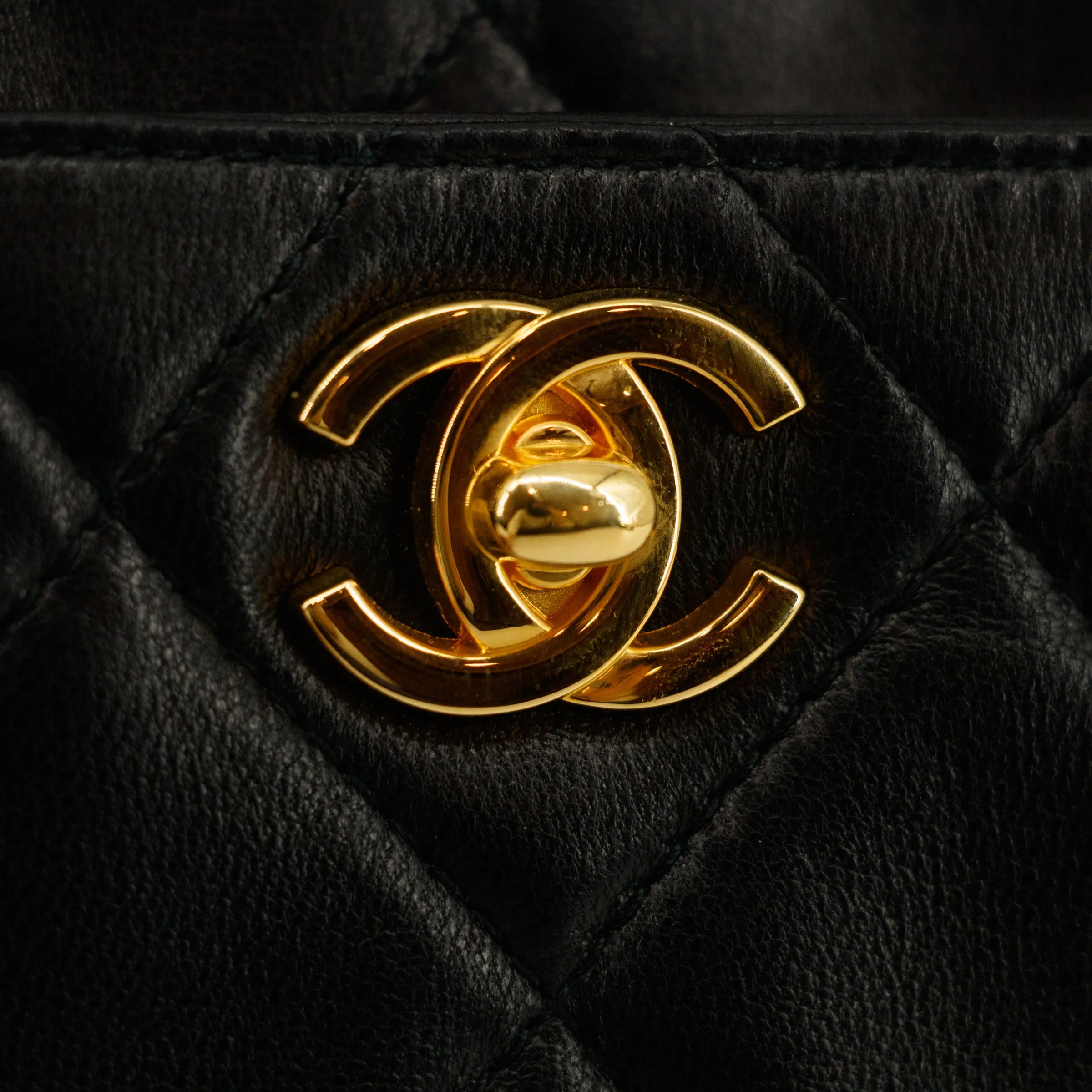 Chanel Matelasse Black Lambskin Chain Shoulder Bag 4 Series #2929