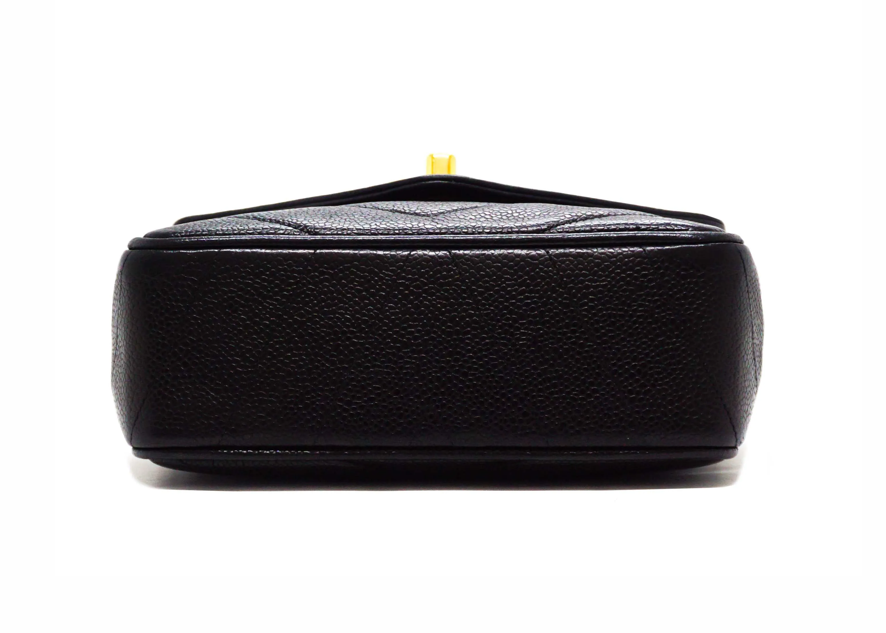 Chanel Vintage Rare Black Caviar Chevron Mini