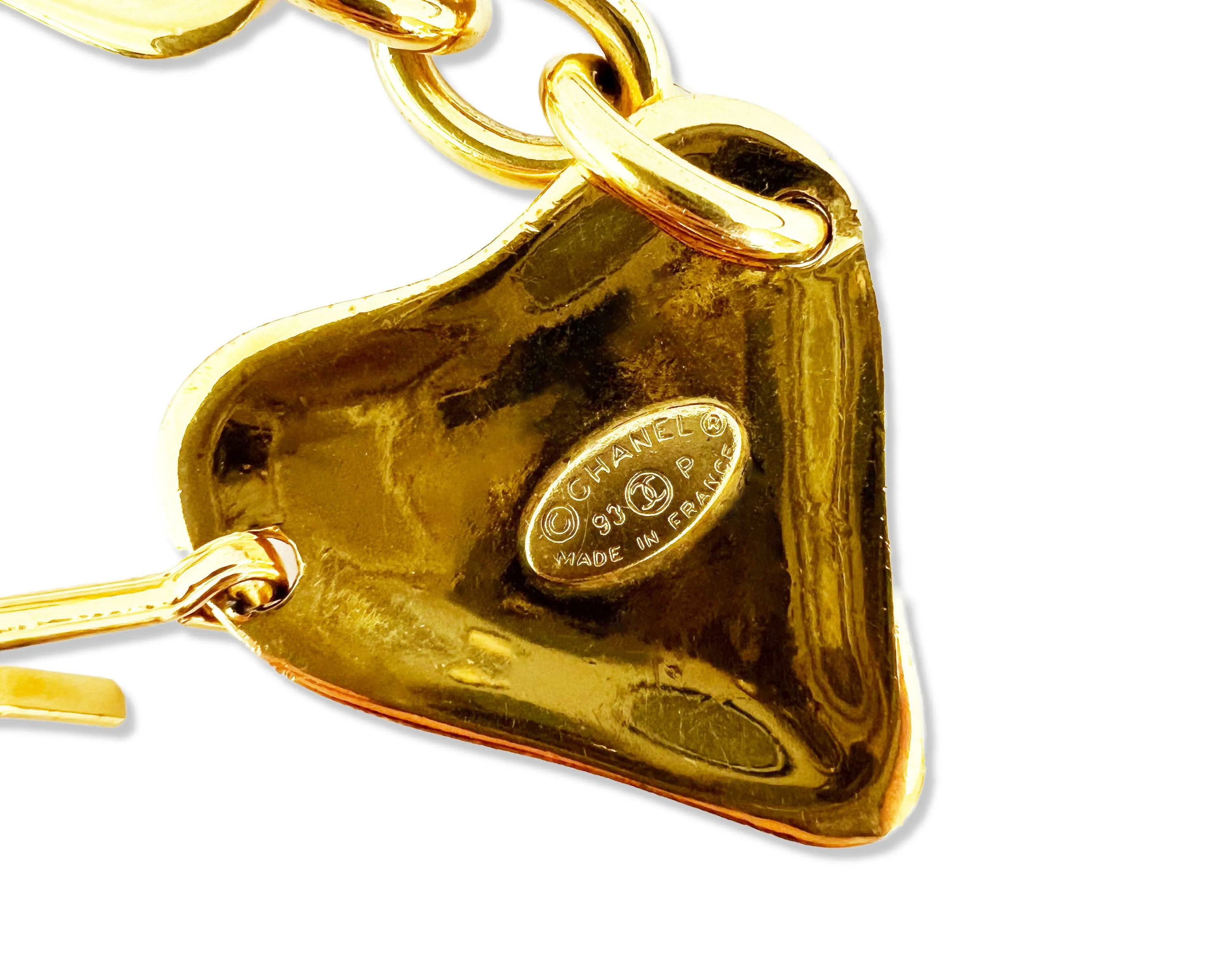 Chanel Vintage Rare Heart Charm Gold Belt