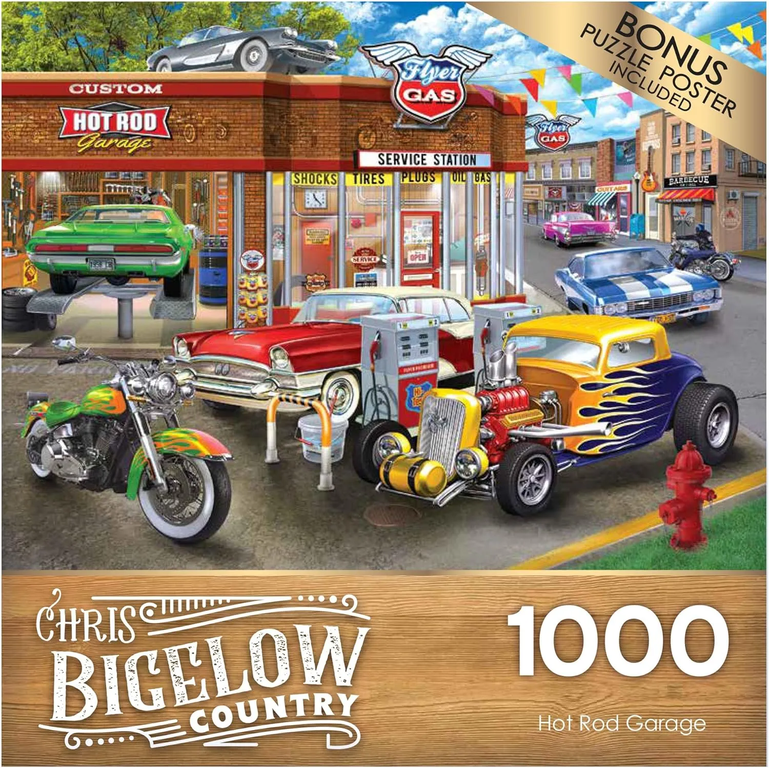 Chris Bigelow 1000 PC Jigsaw Puzzle - Hot Rod Garage
