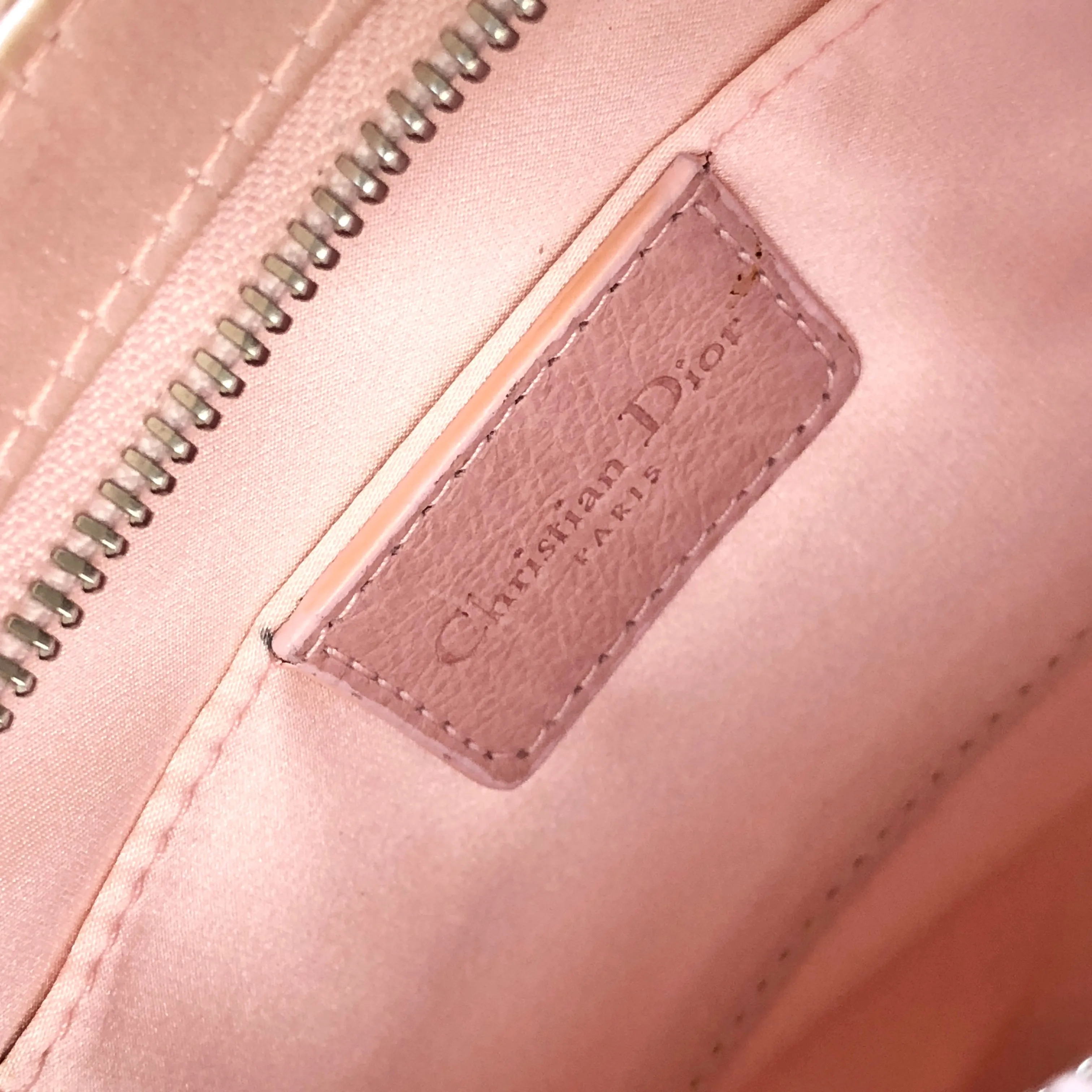 Christian Dior Logo Lace up Satin Handbag Pink Vintage ybskij